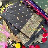 Black Semi Soft Silk Saree-VS163